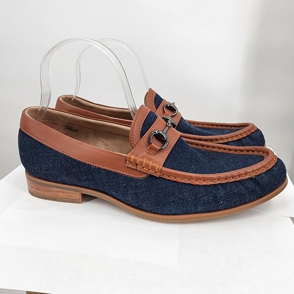 BESPOKE‎ Designed by Ravi Custom Denim Horse Bit Loafers Shoes NWOB 9ish